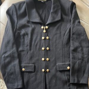 St. John Black Blazer with Gold Buttons